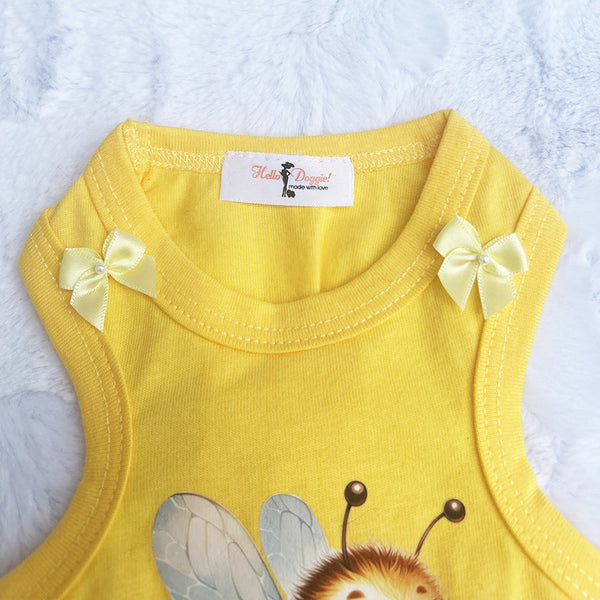 Petitebella Little Miss Queen Bee Hundekleid – Gelb, Größe M (für 3,6–5,9 Kg), Aus Baumwolle-Polyester
